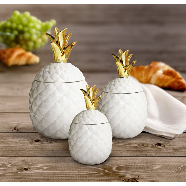 Bay Isle Home Pineapple 3 Piece Kitchen Canister Set Wayfair Canada